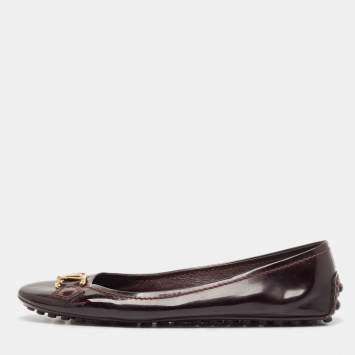 Louis Vuitton Burgundy Patent Leather Oxford Ballet Flats Size 38