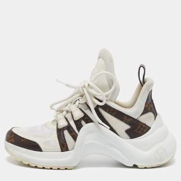 Pre Owned Louis Vuitton White Coated Canvas and Mesh Archlight Low Top Sneakers Size 36