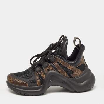 Pre Owned Louis Vuitton Black Monogram Canvas and Mesh Archlight Sneakers Size 36