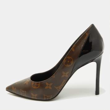 Pre Owned Louis Vuitton Monogram Canvas and Patent Leather Cherie Pumps Size 37.5 