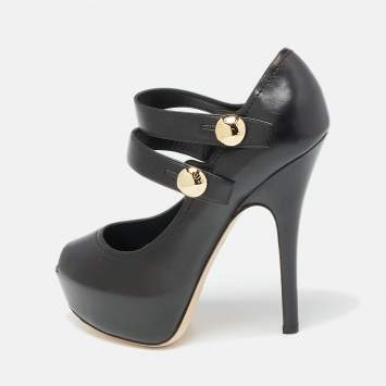 مملوكة مسبقًا Louis Vuitton Black Leather Mary Jane Pumps Size 37.5