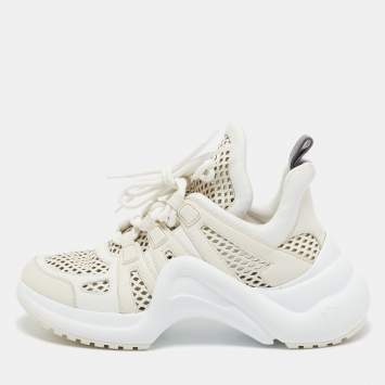 Pre Owned Louis Vuitton Cream Leather Archlight Lace Up Sneakers Size 39