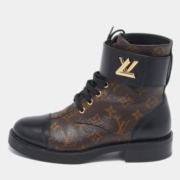 Pre Owned Louis Vuitton Monogram Canvas and Leather Wonderland Ranger Combat Boots Size 37