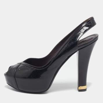 Pre Owned Louis Vuitton Amarante Monogram Vernis Tamara Slingback Pumps Size 37