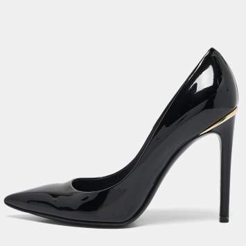 Pre Owned Louis Vuitton Black Patent Leather Eyeline Pumps Size 37.5