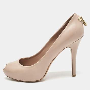 Pre Owned Louis Vuitton Beige Leather Platform Oh Really! Peep Toe Pumps Size 39.5