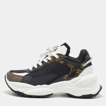 Pre Owned Louis Vuitton Multicolor Mesh and Monogram Canvas Run 55 Sneakers Size 36.5