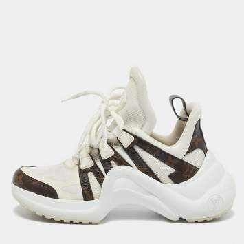 Louis Vuitton White Mesh, Leather and Monogram Canvas Archlight Sneakers Size 37