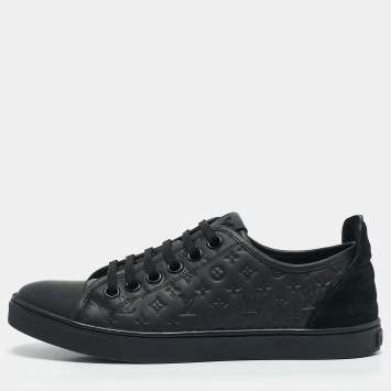 Pre Owned Louis Vuitton Black Monogram Empreinte Leather And Suede Low Top Sneakers Size 36