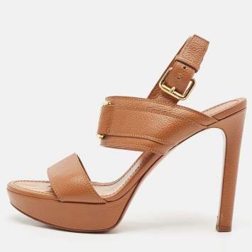 Pre Owned Louis Vuitton Brown Leather Horizon Platform Sandals Size 40