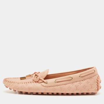 Louis Vuitton Beige Leather Gloria Driver Loafers Size 37.5