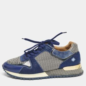 Pre Owned Louis Vuitton Two Tone Leather and Calf hair Run Away Sneakers Size 35.5