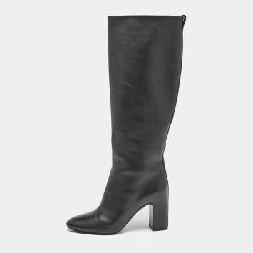 Louis Vuitton Black Leather Donna Knee Length Boots Size 39