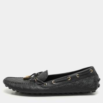 Louis Vuitton Black Monogram Empreinte Leather Gloria Loafers Size 39