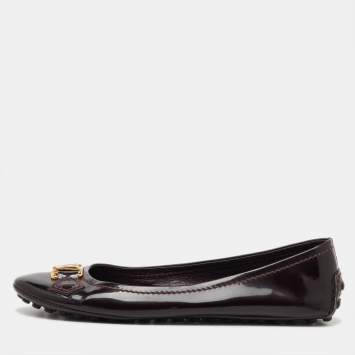 Louis Vuitton Burgundy Patent Leather Oxford Ballet Flats Size 37