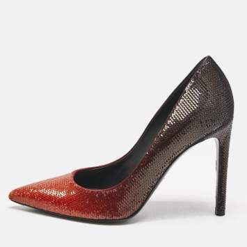 Pre Owned Louis Vuitton Ombre Orange Sequins Liza Pumps Size 38