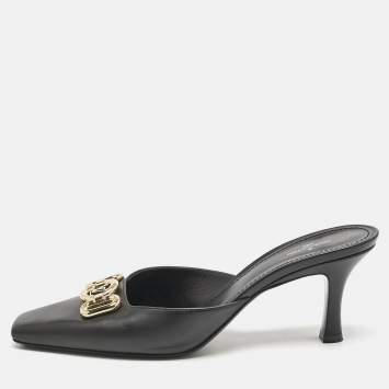 Louis Vuitton Black Leather Rotary Mules Size 41