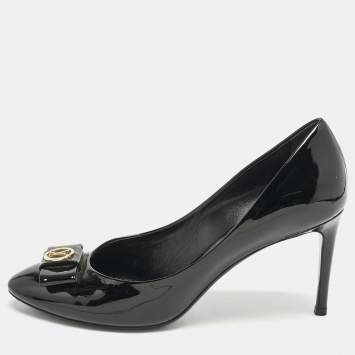 Pre Owned Louis Vuitton Black Patent Leather Bow Pumps Size 39