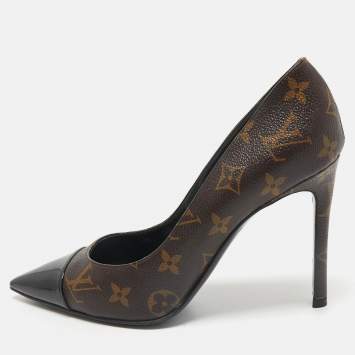 Louis Vuitton Brown Coated Canvas and Patent Leather Cheri Pumps Size 39.5