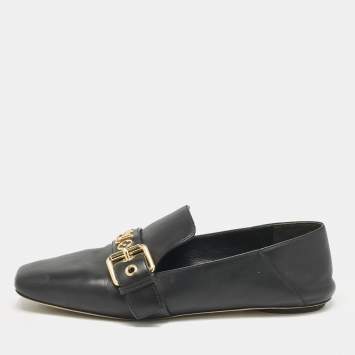 Pre Owned Louis Vuitton Black Leather Bahia Loafers Size 37