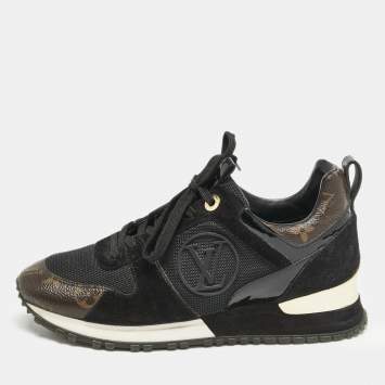 Louis Vuitton Black Suede, Mesh and Monogram Canvas Run Away Sneakers Size 36