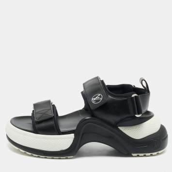 Louis Vuitton Black Leather Paseo Comfort Sandals Size 37