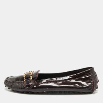 Louis Vuitton Burgundy Patent Leather Oxford Loafers Size 39