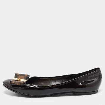 Louis Vuitton Brown Patent Leather and Coated Canvas Valentine Ballet Flats Size 40