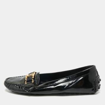 Louis Vuitton Black Patent Leather Oxford Loafers Size 37.5