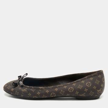 Louis Vuitton Brown Monogram Mini Lin Canvas Debbie Ballet Flats Size 37.5