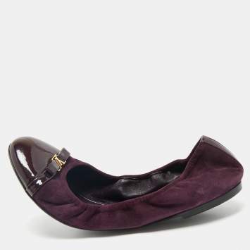 Louis Vuitton Purple Suede and Leather Cap Toe Elba Ballet Flats Size 39.5