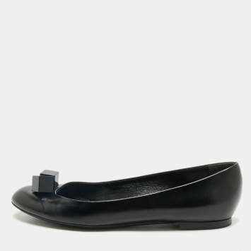 Louis Vuitton Black Leather Lovely Ballet Flats Size 38