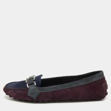 Louis Vuitton Purple/Navy Blue Suede Oxford Loafers Size 38.5