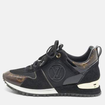 Louis Vuitton Black Mesh and Monogram Canvas Run Away Sneakers Size 36.5