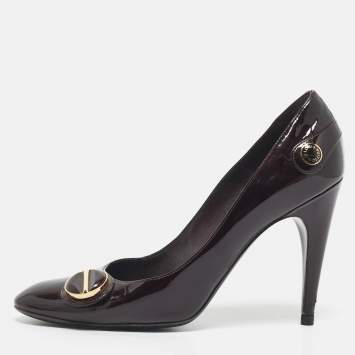 Pre Owned Louis Vuitton Burgundy Patent Leather Sloane Pumps Size 39