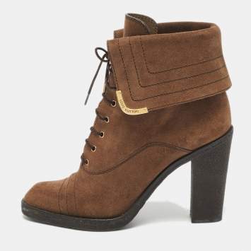 Louis Vuitton Brown Suede Ankle Length Boots Size 39.5