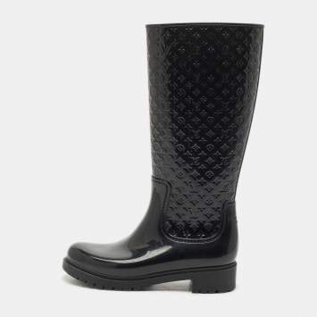 Louis Vuitton Black Monogram Rubber Splash Rain Boots Size 40