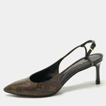 Pre Owned Louis Vuitton Monogram Canvas Cherie Slingback Pumps Size 35
