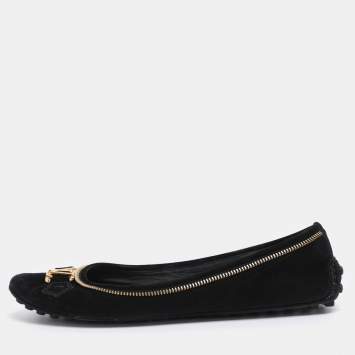 Louis Vuitton Black Suede Oxford Ballet Flats Size 39.5