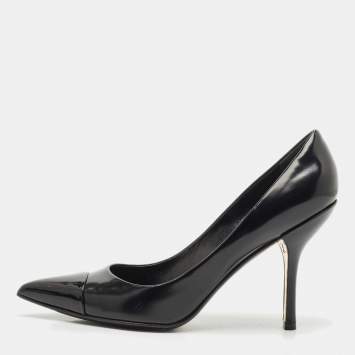 Louis Vuitton Black Leather and Patent Leather Urban Twist Pumps Size 39