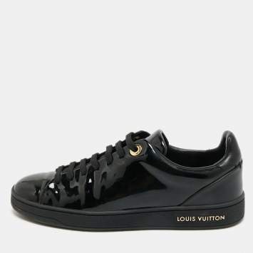 Louis Vuitton Black Patent Leather Frontrow Low Top Sneakers Size 36