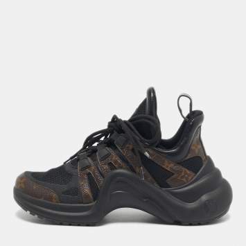 Louis Vuitton Brown/Black Monogram Canvas And Leather Archlight Sneakers Size 38.5