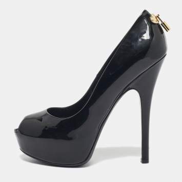 Pre Owned Louis Vuitton Black Patent Leather Oh Really! Platform Pumps Size 39.5