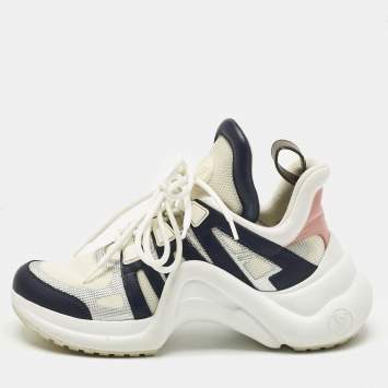 Pre Owned Louis Vuitton Multicolor Leather and Mesh Archlight Lace Up Sneakers Size 37.5