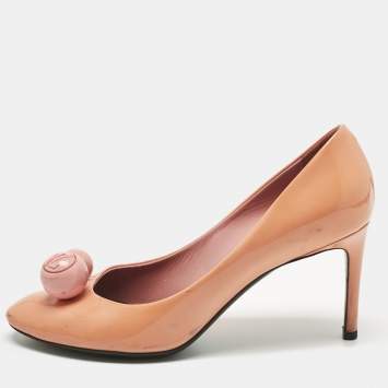 Pre Owned Louis Vuitton Orange Patent Leather Betty Pumps Size 36.5