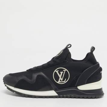 Pre Owned Louis Vuitton Black Neoprene, Leather and Mesh Run Away Sneakers Size 39