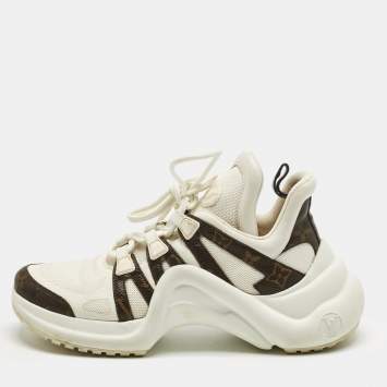 Pre Owned Louis Vuitton White Monogram Canvas and Leather Archlight Low Top Sneakers Size 39.5