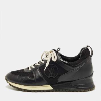 Pre Owned Louis Vuitton Black Leather and Mesh Run Away Sneakers Size 39.5