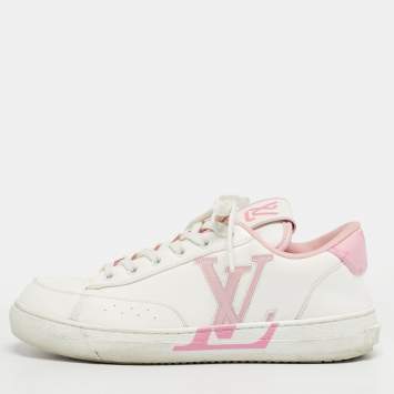 Pre Owned Louis Vuitton White/Pink Leather Charlie Low Top Sneakers Size 37