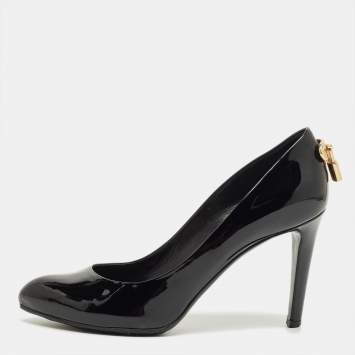 Pre Owned Louis Vuitton Black Patent Leather Lock It Pumps Size 36.5